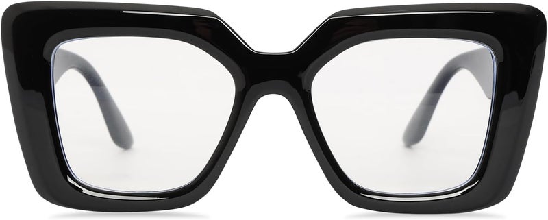Heliltd Oversized Square Blue Light Blocking Glasses for Women Men Black Chunky Glasses Thick Frames Fashion Glasses(Non-Prescription) - Image 1